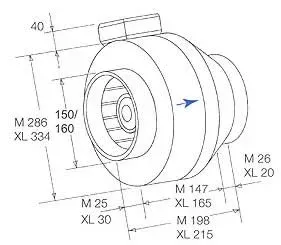 габаритные и присоединительные размеры k150xl 